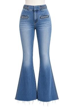 Free People We The Free Braided High Rise Raw Hem Flare Jeans - Size 24